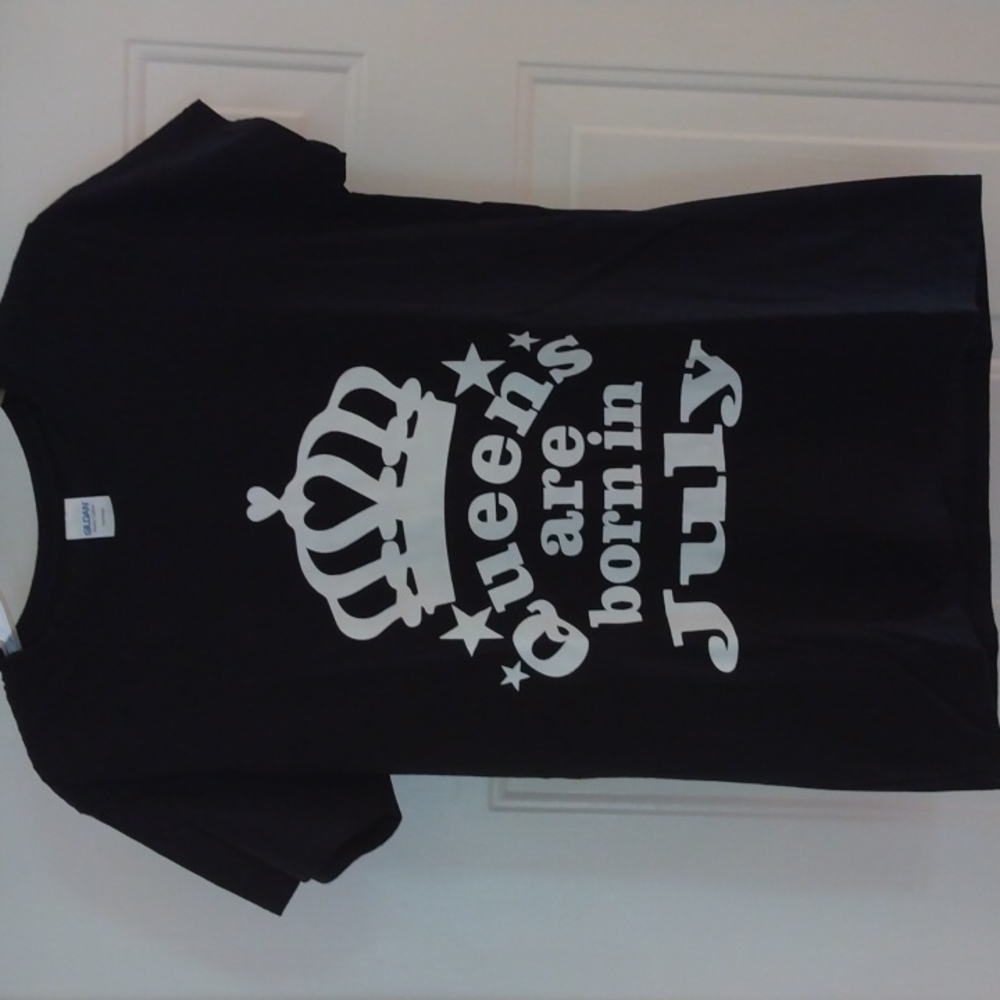 Queen's are born in July Gildan brand women's black t-shirt